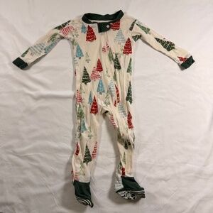 Burt's Bees Baby Organic Christmas Tree Footed Pajama Sleeper Zip Front 12M